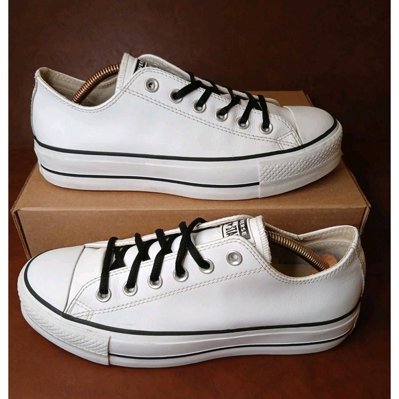Converse Chuck Taylor All Star Clean White Leather Platform 561680C Sz 8.5 #1383 - Picture 13 of 13